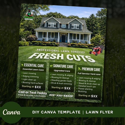 DIY Lawn Care Canva Template | Editable Landscaping Flyer | Social Media & Print - Etsy
