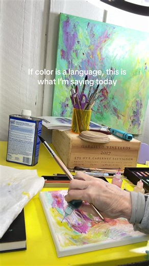 I love to work in oils, ink, pastel realism, abstraction, whatever feels right at the time . Follow if you’re into the process, and enjoy breaking the rules.💛#artist #fyp #colour #abstractart