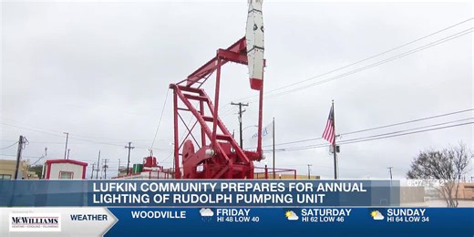 Lufkin community prepares for annual lighting of Rudolph pumping unit