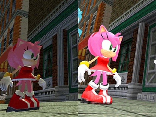 Sonic The Hedgeblog on Instagram: "A comparison of Amy's model in 'Sonic Adventure' and the DX re-release."