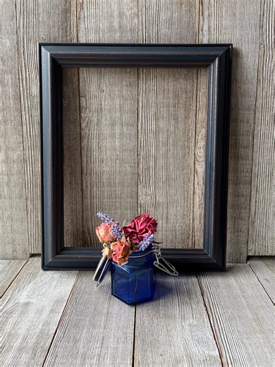 Vintage 8 X 10 Dark Blue Distressed Wood Picture Frame - Etsy