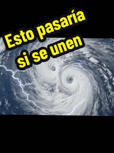 ¿QUÉ PASA CUANDO DOS HURACANES SE ACERCAN? No es que literalmente “se fusionen” como dos tormentas en una sola. Cuando dos ciclones tropicales se aproximan lo suficiente, sus circulaciones pueden empezar a interactuar y bailar entre sí. Este fenómeno se conoce como efecto Fujiwhara. Uno puede comenzar a girar alrededor del otro. Sus trayectorias pueden cambiar inesperadamente. En algunos casos, uno puede debilitar al otro. Y si las condiciones son adecuadas, el ciclón más grande puede terminar a