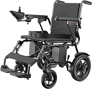 Electric Wheelchair for Adults, POWET Lightweight and Foldable Wheelchairs, Motorized Intelligent Wheelchair 15 Miles Long Travel Range All Terrain Motorized Wheelchair with Powerful Motor (Black)