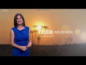 Helen Willetts BBC Weather presenter in a blue dress