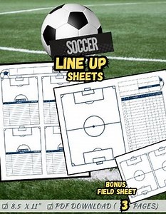 Soccer Lineup and Game Card Printable | Team Formation Sheet | Player Positions