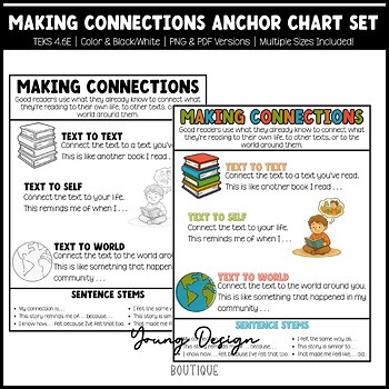Making Connections Anchor Chart Set | Color & Black/White | Multiple Sizes