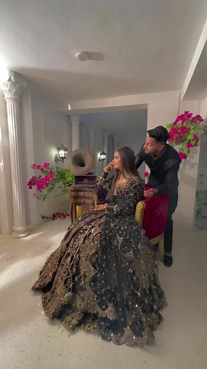 Elegant Dark Gown Fashion Showcase with Dramatic Effects