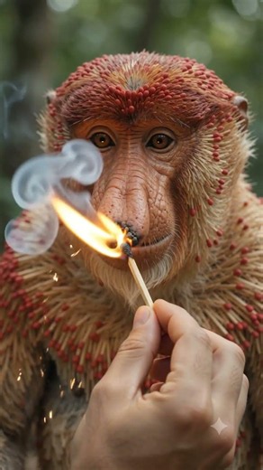 This "Ugly Monkey" Made of Matches Went Up in Flames 😱🔥 #slowmotion #fireart
