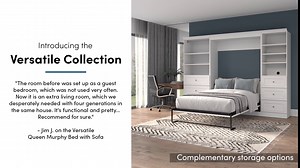 Bestar Versatile 65W Queen Murphy Bed in White, Sleeping Arrangement for Multipurpose Area, Bedroom, Guest Room, or Living Room