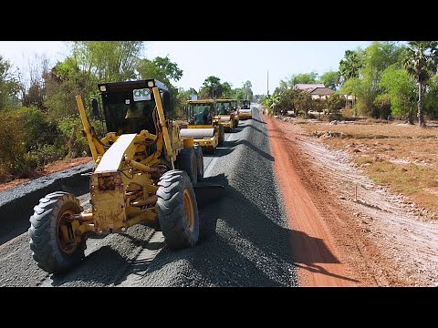 The method of SUB BASE Laying Preparation Step by Step with KOMATSU GRADER and Road Roller Process