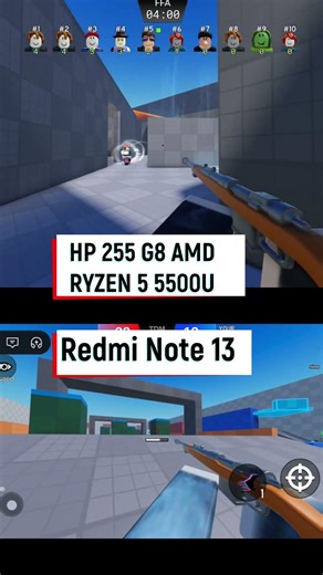Mobile vs Laptop ROBLOX FPS BATTLE! 🔥 #Shorts #RedmiNote13
