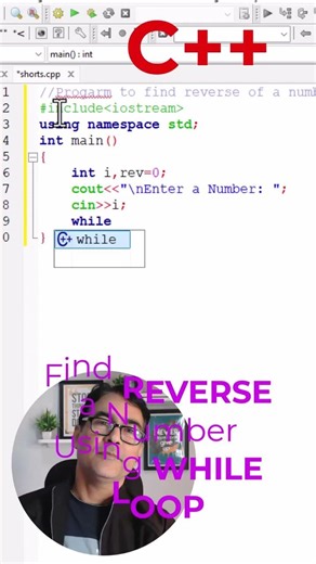 Find Reverse of a given number using while loop in C++ programming