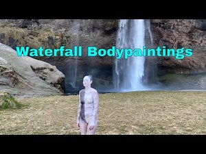 Camouflage Bodypainting at Iceland Waterfalls