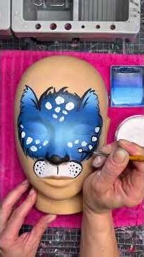 Blue Cheetah Face Painting Ideas Practice