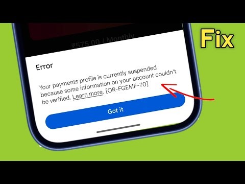 Your payments profile is currently suspended because some information on your account couldn't be