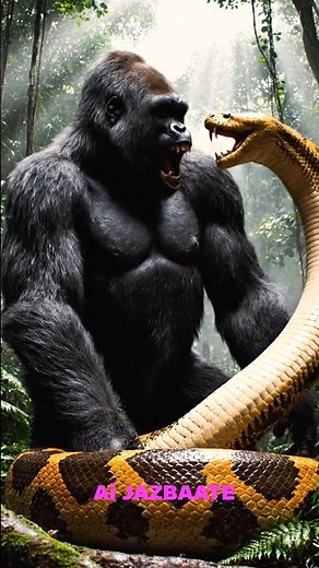 Giant Anaconda vs 🦍 Giant Gorilla!🔥#shorts #animals #anaconda #gorilla