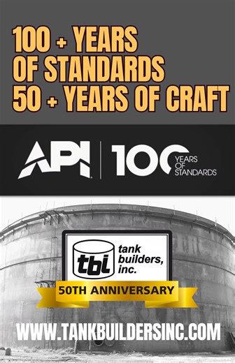🛠️ 100 Years of Standards. 50 Years of Craft. For over a century, API standards have shaped the way our industry builds, maintains, and safeguards tanks. For more than 50 years, Tank Builders Inc. has been proud to put those standards into practice — delivering safe, reliable, and lasting storage solutions. Here’s to a century of standards, and to the craftsmanship that keeps building on them. #TankBuildersInc #API #BuiltToLast #StorageSolutions #TankConstruction #IndustryStandards | Tank Build