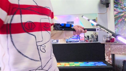 My revised motorized rotation tool that I made from an old tripod leg and a geared motor with speed controller. I've had it for many years but hardly ever use it. Used to attach blinky tapes to it with wireless relays but since the RGB Critters are BT I thought I may as well dust it off and give the concept another go. | Hugo Baptista