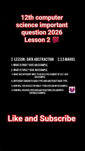 12th computer science important questions 2026 💯sure 2 lesson| #publicexam2026 #12thcomputerscience