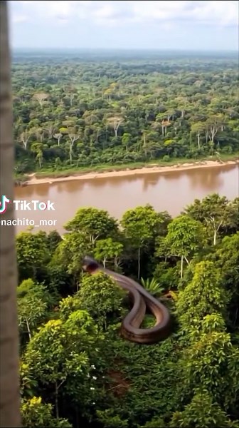 #viral_video Grabado la anaconda mas grande del mundo 🌎 en la selva amazonica, entre Colombia y Brasil 😮✅