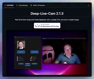 A free, open-source tool can now swap your face in real-time on any webcam.One photo. 3 clicks. Works on live video calls.79,500+ developers starred it on GitHub. Ars Technica called it "truly terrifying."Here's why this changes everything about video call trust:It's called Deep-Live-Cam.You upload a single face image, select your webcam, and hit "Live."Within seconds, your face is replaced in real-time matching your expressions, head movements, and even lighting conditions.It supports mouth mas