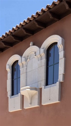 Architectural Stone Elements | Natural Hand-Carved Luxury Stone on Instagram: "Give your windows a distinct exterior profile with custom stone surrounds. At Architectural Stone Elements, our window surrounds are hand-carved from solid Cantera stone or limestone to bring your style and taste to the exterior of your home using durable natural stone. ⠀ Each surround is deliberately chiseled to create the desired balance and symmetry, resulting in stone profiles that stand out while carrying your st