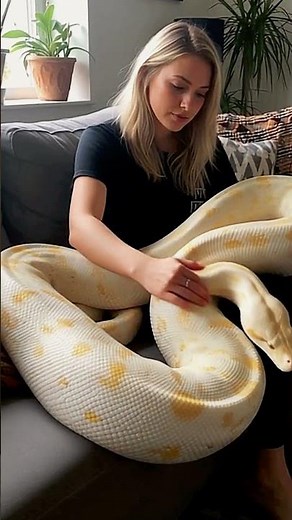 american girl with her pet snake python #america #shorts #python