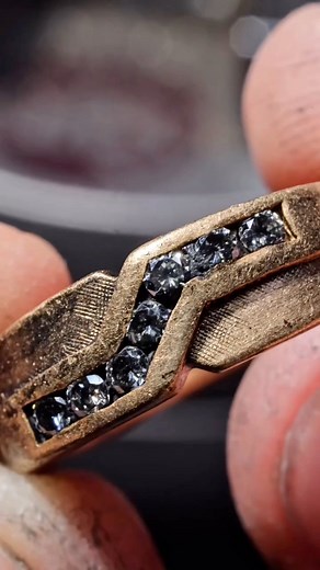 Amy’s ring barely survived a house fire. The gold was burned and the diamonds were blackened. I restored what I could, and while some of the damage still remains, so does the remarkable story. #firedamage #restoration #diamondring #jeweler #beforeandafter | Massoyan Jewelers