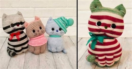How To Craft Super Cute Stuffed Kitten Made From Socks
