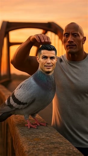 Ronaldo with The Rock on a bridge #ronaldo #pigeon #therock #shorts #football