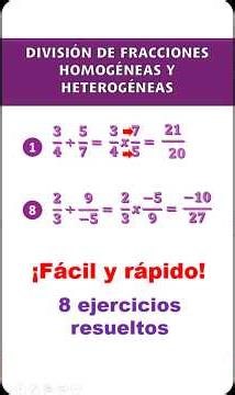 Division of homogeneous and heterogeneous fractions | 8 solved exercises | #division #fractions