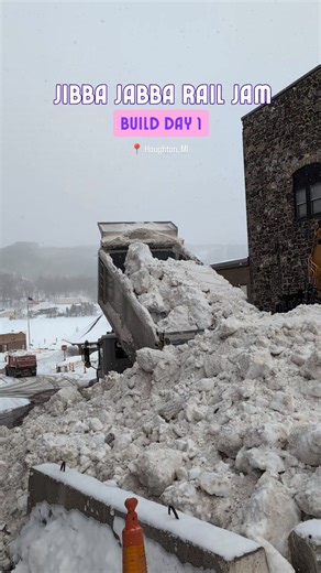 Jibba Jabba Rail Jam construction is underway! Building the foundation for the urban snowboard course by the snow truckoad in downtown City of Houghton. 🏂 Discover Jibba Jabba ⤵️ 🔗 jibbajabbahoughton.com #keweenaw #coppercountry #michigansupperpeninsula #michiganwinter #jibbajabba | Visit Keweenaw