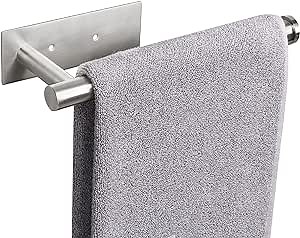 NearMoon Self Adhesive Hand Towel Holder/Towel Ring, Stainless Steel Hand Towel Bar Rustproof Stick on Wall-Towel Rack for Bathroom/Kitchen, Sticky and Wall Mounted (1, Brushed Nickel)