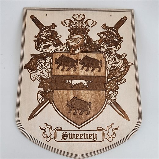 Sweeney Family Crest - Heraldry Shield - Coat of Arms - Etsy