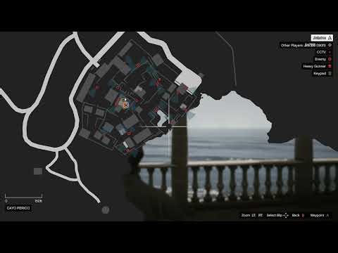 GTA V: Cayo Perico Heist - Compound Map Showing All Guard Patrol Routes