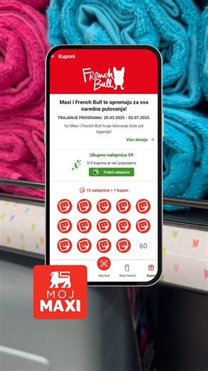 Opremi se MAXImalno za sve letnje avanture - sakupljaj i ti Maxi nalepnice, očekuje te do -60% popusta na artikle iz sjajnog French Bull putnog programa! Akcija traje do 2. jula ili isteka zaliha. ⛱️🧳 | Maxi