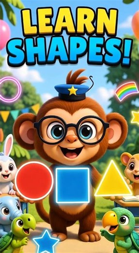 Teacher Monkey Teaches Shapes | Circle, Square, Triangle | Fun Learning Shapes Song for Kids #shorts