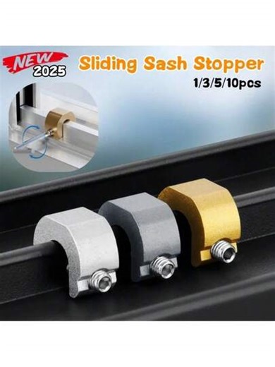 3/5pcs Aluminum Alloy Window Lock Limiter, Sliding Door Window Restrictor, Sliding Curtain Stop Child Safety Lock C-Type Window Lock, Sliding Door Window Metal Safety Clip, Anti-Theft Positioning Stopper | SHEIN