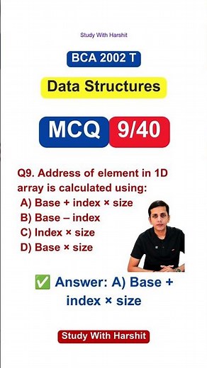 🔥 Address Calculation in 1D Array 📚 | Data Structures MCQ Q9 | BCA 2002 T | CCSU 2026