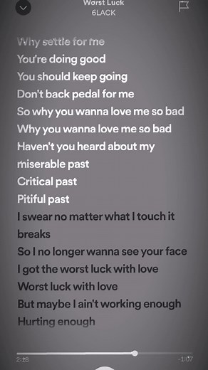 worst luck - 6lack 1:35 ───ㅇ───── 3:47 ᴠᴏʟᴜᴍᴇ : ▮▮▮▮▮▮▮▮▮ #foryou#fyp#foryoupage#fypシ#foru#viral#sound#sounds#music#spotify#speedup#spedup#nightcore#audio#musicaudio#trendingsong#aesthetic#edit#edits#goviral#xyzba#spedupsongss