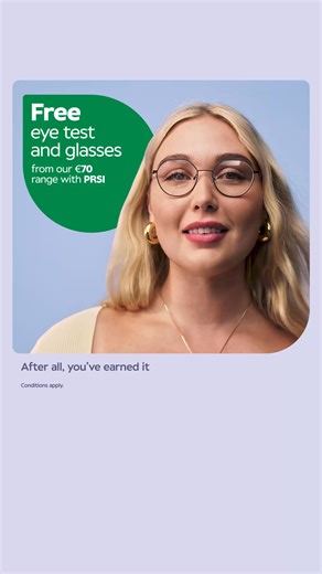 39K views | Free eye test and glasses from our €70 range for PRSI-eligible customers at Specsavers. We’ll check for you! Book today. | Specsavers Ireland | Facebook