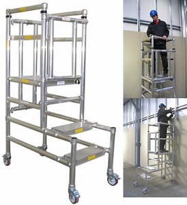 Sitebox Ltd » Interlink Mark 1 Podium Steps with Built-in Extending Guardrail » Product