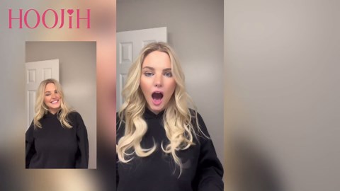 HOOJIH Hair Extensions - 14" Short Curly Clip in Extensions, 4PCS Black Brown, Invisible Lace Weft, Natural Soft Hairpieces for Women