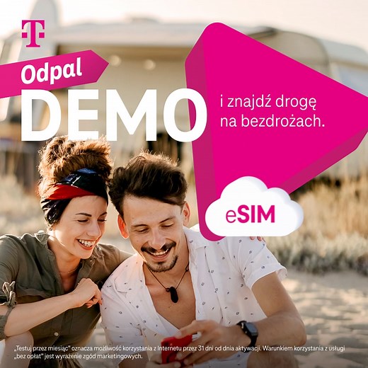 Skręć do T-Mobile i przetestuj Internet mobilny. Dzięki wersji DEMO z eSIM zrobisz to gdziekolwiek jesteś. *** „Testuj przez miesiąc” oznacza możliwość korzystania z Internetu przez 31 dni od dnia aktywacji. Warunkiem korzystania z usługi „bez opłat” jest wyrażenie zgód marketingowych. | T-Mobile PL