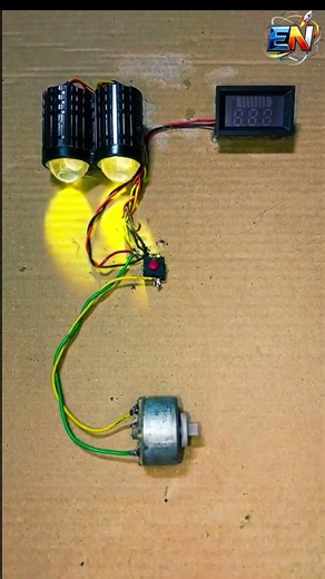 two led light and voltmeter powered by dc motor works as generator #diy #experiment #scienceproject