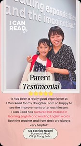 📝 Find out why parents love us! 🎓 Read how ICR has transformed the English learning journey for Yoshida Akari. 🌟 At I Can Read (ages 2.5 to 8) and ICR Academy (Primary School English), we nurture confident readers, critical thinkers, and independent learners. 😍 Keen to find out more? Check out our link in bio or, book a free literacy assessment! #icanreadsg #ICR #phonemic #parent #successstories #studentvoices | I Can Read Singapore