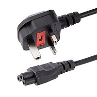 3ft (1m) UK Laptop Power Cable, BS 1363 to C5 (Clover Leaf), 2.5A 250V, 18AWG, UK Laptop Replacement