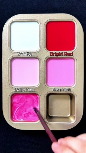 Create 4 colors from 2 colors: White + Bright Red. #asmr #mix #colormixing #colors #mixing #art