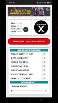 free fire sensi-x antiban panel #freefire #freefireinjector #shortsb#freefireclips