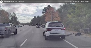 🚨 Dashcam Video of Rollover Accident Response in Amherst 🚨 Amherst Police have released dashcam footage of a dangerous incident that occurred on Route 101A near TD Bank. Officers were responding to a rollover motor vehicle accident when an unrelated truck drove through the accident scene. The truck hit low-hanging utility wires, causing part of a telephone pole to fall and strike Officer Kyle Cordero. The driver of the truck did not stop and left the scene, but thanks to the assistance of the 